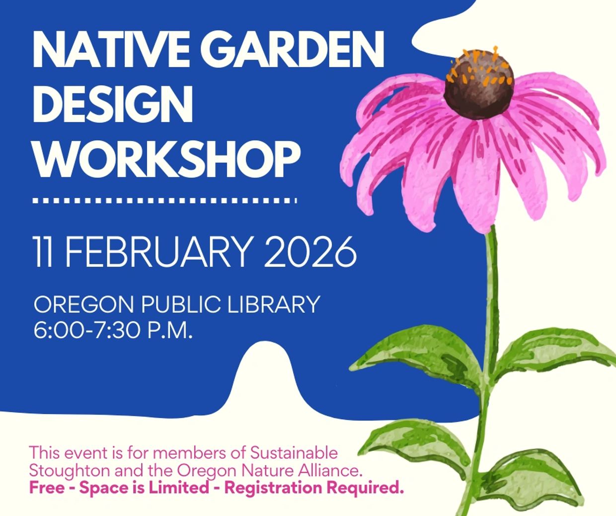 Workshop on native garden design at Oregon Public Library, Feb 11, 2026.