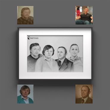 Familie zeichnen - Familienportrait zeichnen lassen - Familienbild gezeichnet