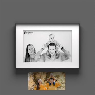 Familie zeichnen - Familienportrait zeichnen lassen - Familienbild gezeichnet