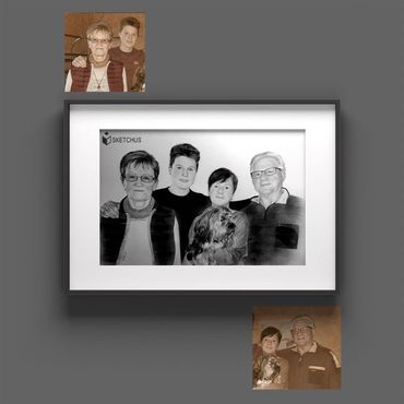 Familie zeichnen - Familienportrait zeichnen lassen - Familienbild gezeichnet