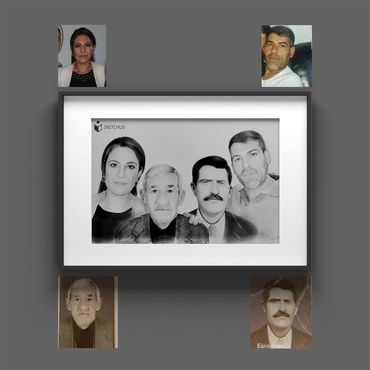 Familie zeichnen - Familienportrait zeichnen lassen - Familienbild gezeichnet