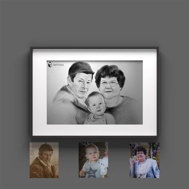 Familie zeichnen - Familienportrait zeichnen lassen - Familienbild gezeichnet