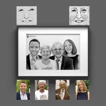 Familie zeichnen - Familienportrait zeichnen lassen - Familienbild gezeichnet