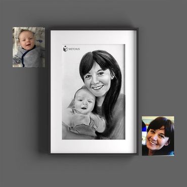 Familie zeichnen - Familienportrait zeichnen lassen - Familienbild gezeichnet