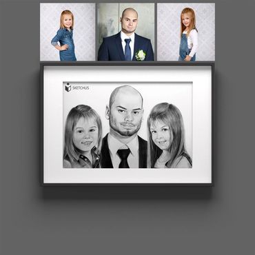 Familie zeichnen - Familienportrait zeichnen lassen - Familienbild gezeichnet