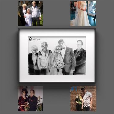 Familie zeichnen - Familienportrait zeichnen lassen - Familienbild gezeichnet