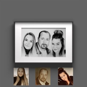 Familie zeichnen - Familienportrait zeichnen lassen - Familienbild gezeichnet