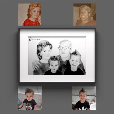Familie zeichnen - Familienportrait zeichnen lassen - Familienbild gezeichnet