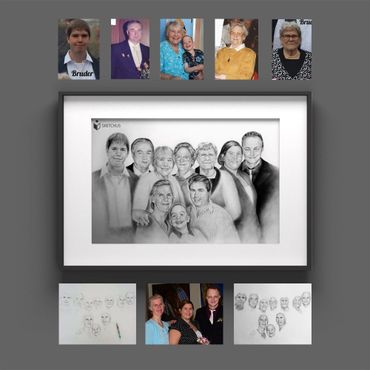 Familie zeichnen - Familienportrait zeichnen lassen - Familienbild gezeichnet