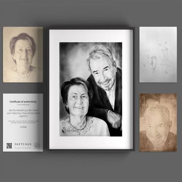 Familie zeichnen - Familienportrait zeichnen lassen - Familienbild gezeichnet