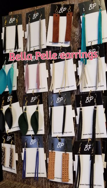 Belle Pella earrings leather local handmade leather hypoallergenic long tassel leaf artisan