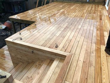 Decking hardwood decking larch decking Jackson’s fencing decking weybridge walton esher hampton