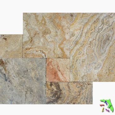 French Pattern CAPPADOCIA Tumbled Travertine PAVER