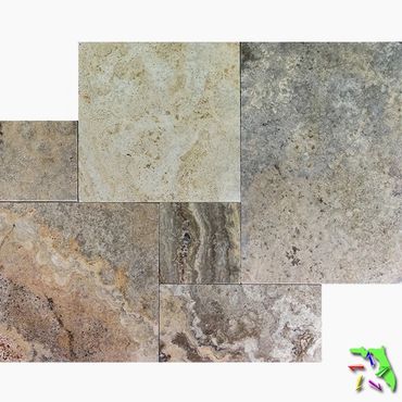 French Pattern CAPPADOCIA Tumbled Travertine PAVER