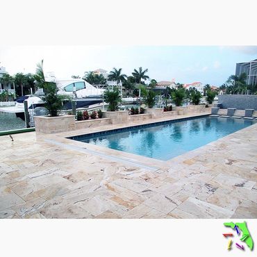 French Pattern LEONARDO Tumbled Travertine PAVER