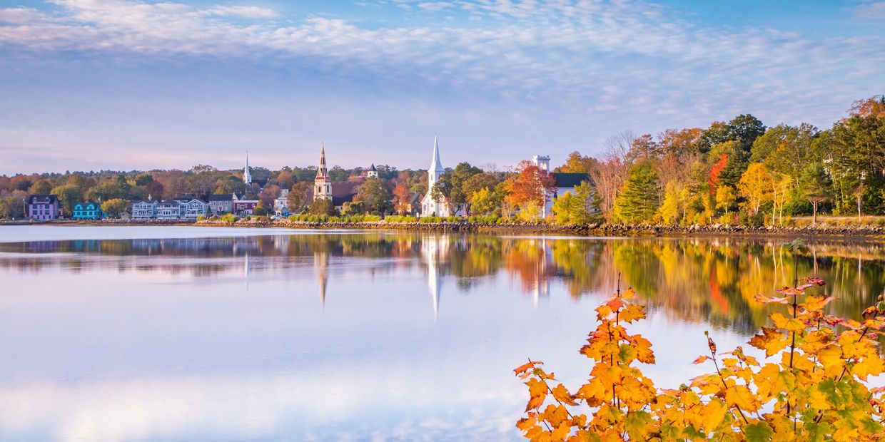 The Three Churches in Mahone Bay in Fall, one of the top things to see in Mahone Bay, Nova Scotia