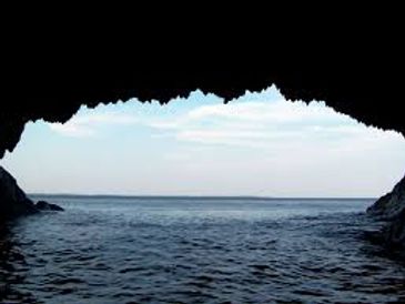 View from a Seas Cave at the Ovens Natural Park on South Shore of Nova Scotia Near Mahone Bay