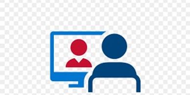 clipart image of person in front of a desktop computer