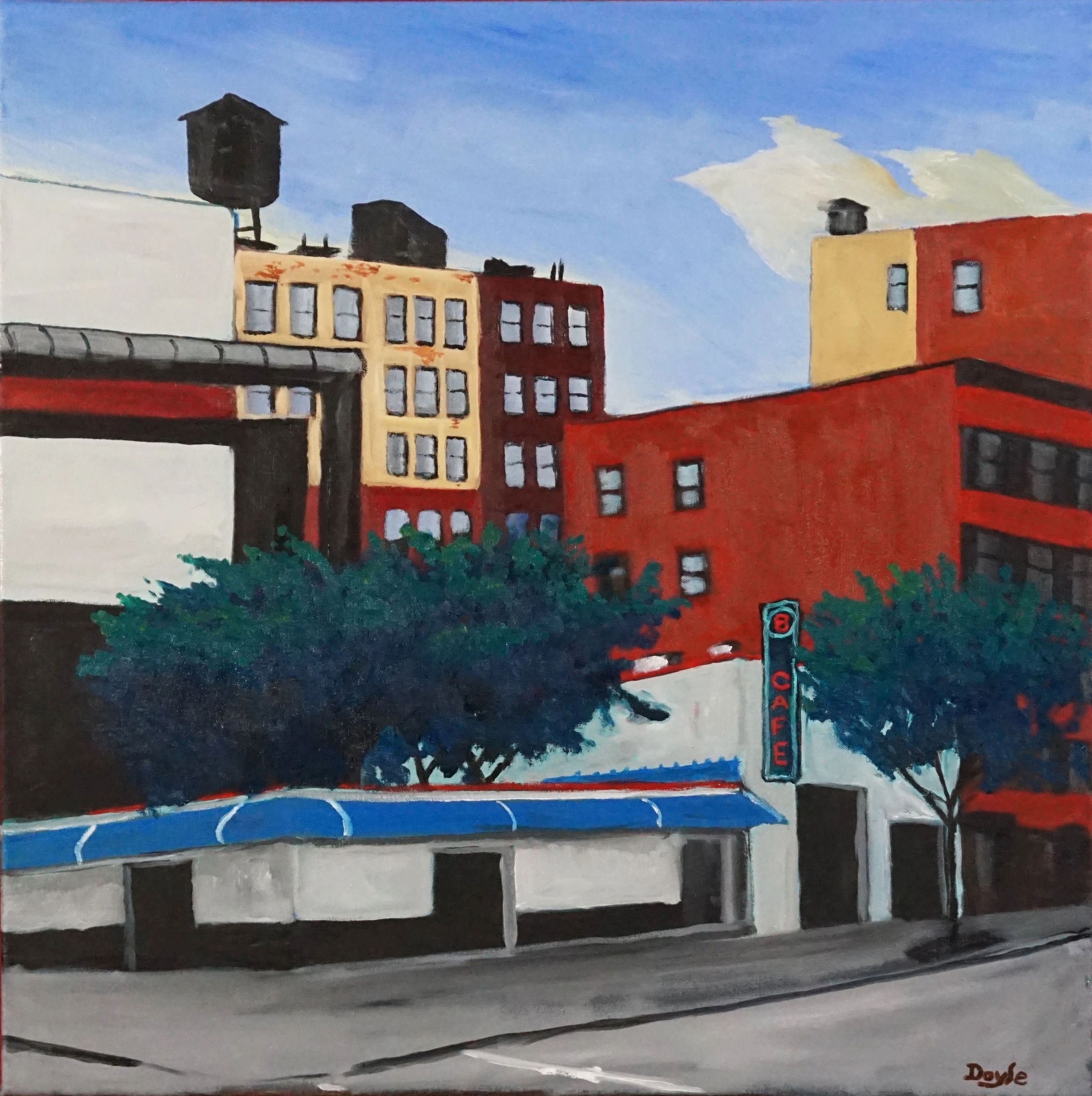 Oil on Canvas by Timothy Doyle Bowery at 4th Street New York City East Village Painting