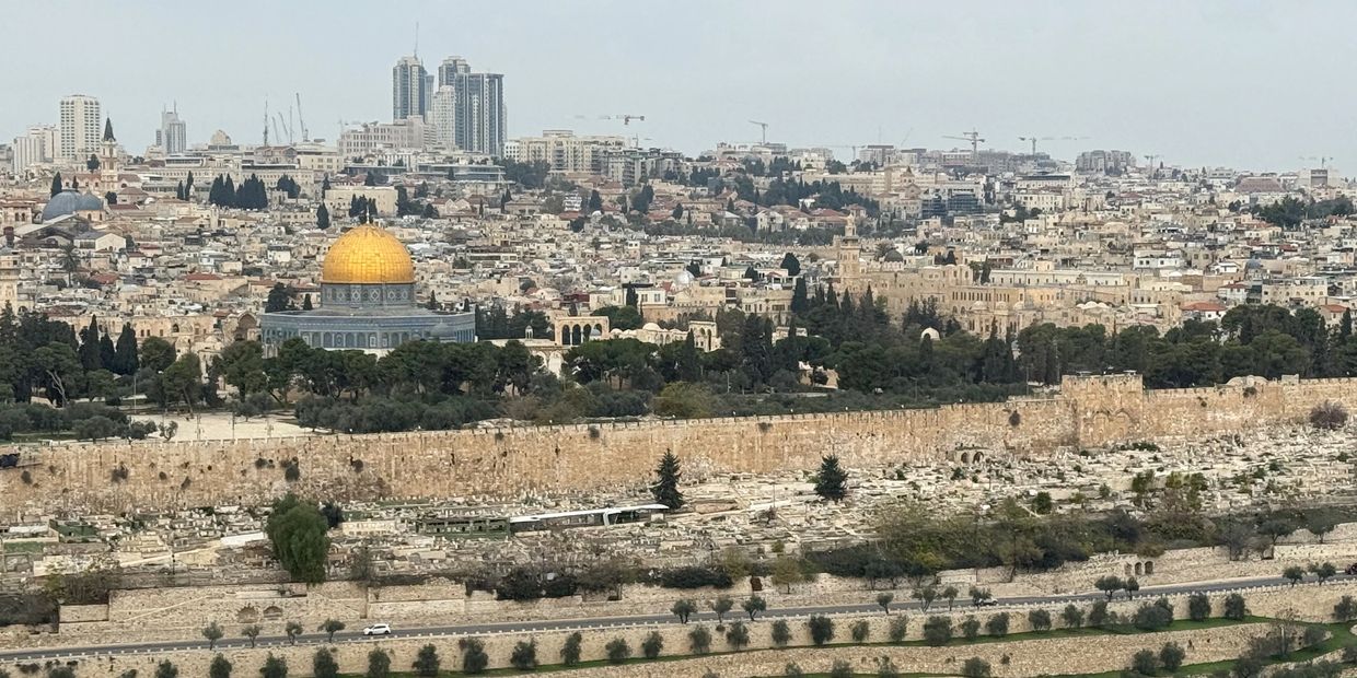 Panoramic view of Jerusalem with the Dome of the Rock.