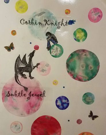 Poster I made with coffee filters of Corbin and Subtle Jewel from the Chaos Heir books.