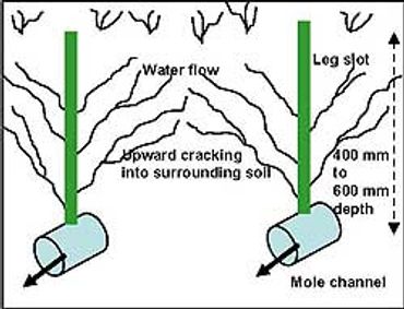 Mole drain cross view