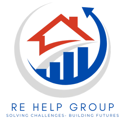 Logo of RE Help Group with house and growth chart.