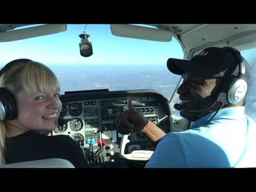Amanda and Sam working on multi engine rating in a Beechcraft Dutchess.