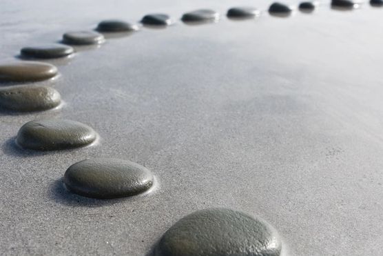 Stepping stones make a peaceful pattern.