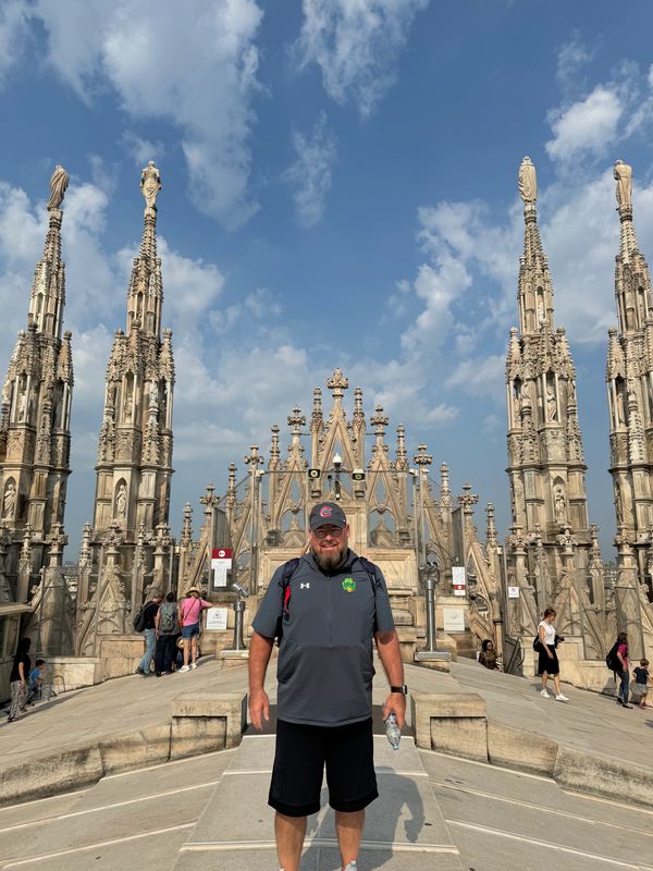 On the top of Duomo in Milan, Italy.