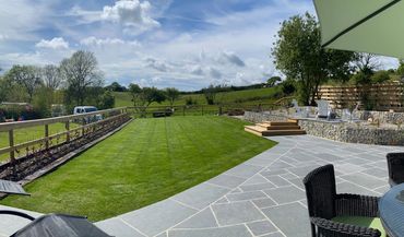 landscaping gabion baskets for a raised seating area