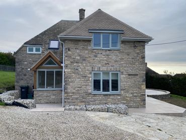 Stone dressing, new porch, Landscaping