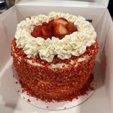 Strawberry crunch cheesecake cake.