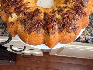 Rum Cake made with real rum (with or without) walnuts and pecans.