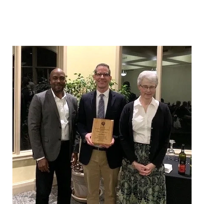 2019 Recipient
Ed Hahnenberg, John Carroll University
 Pictured with Nat Samuel,and Maureen O’Brien