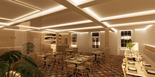 Visual design of The Bank hospitality area