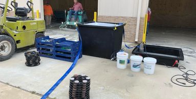SlurryStation for job site concrete slurry management. the system allows for water recycling.