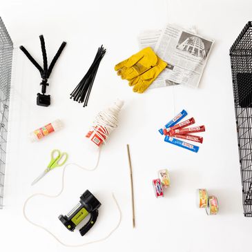 Assorted tools and materials organized for a task.