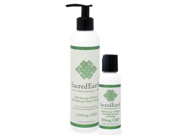 Sacred Earth CBD oil used for relaxation and pain reduction.
