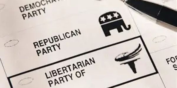 Close-up of a ballot paper featuring Republican and Libertarian party options.