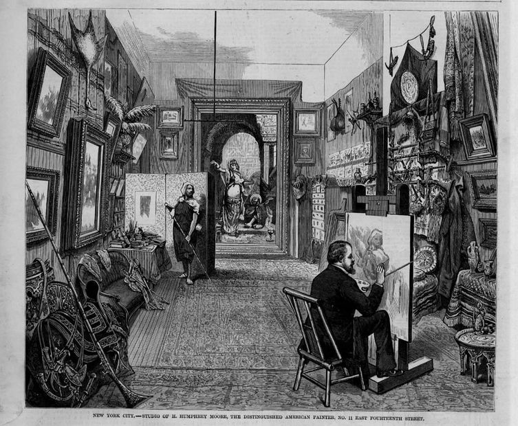 Harry Humprey Moore in his Manhatten Studio with his beloved Almeh