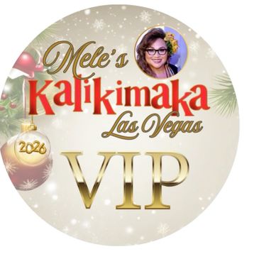 Mele's Kalikimaka Las Vegas VIP 2026 holiday event badge.