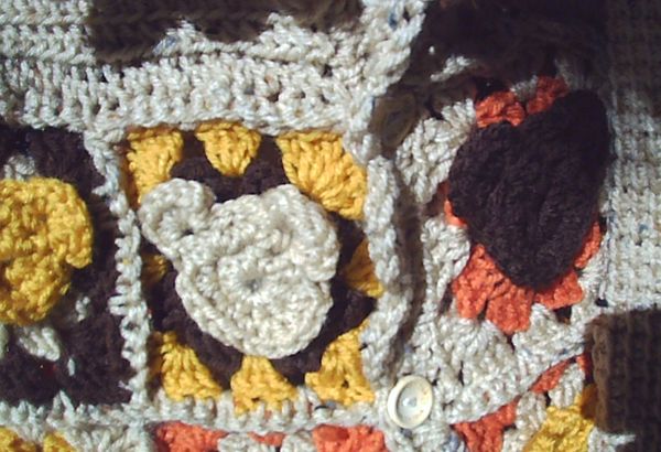 Crochet teddy bear in granny square