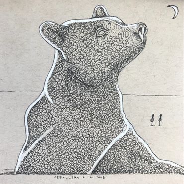 5x7 drawing on toned paper