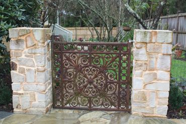 Stone Gate Pillars and original insert in Beaconsfield Upper by Urban Art Landscapes