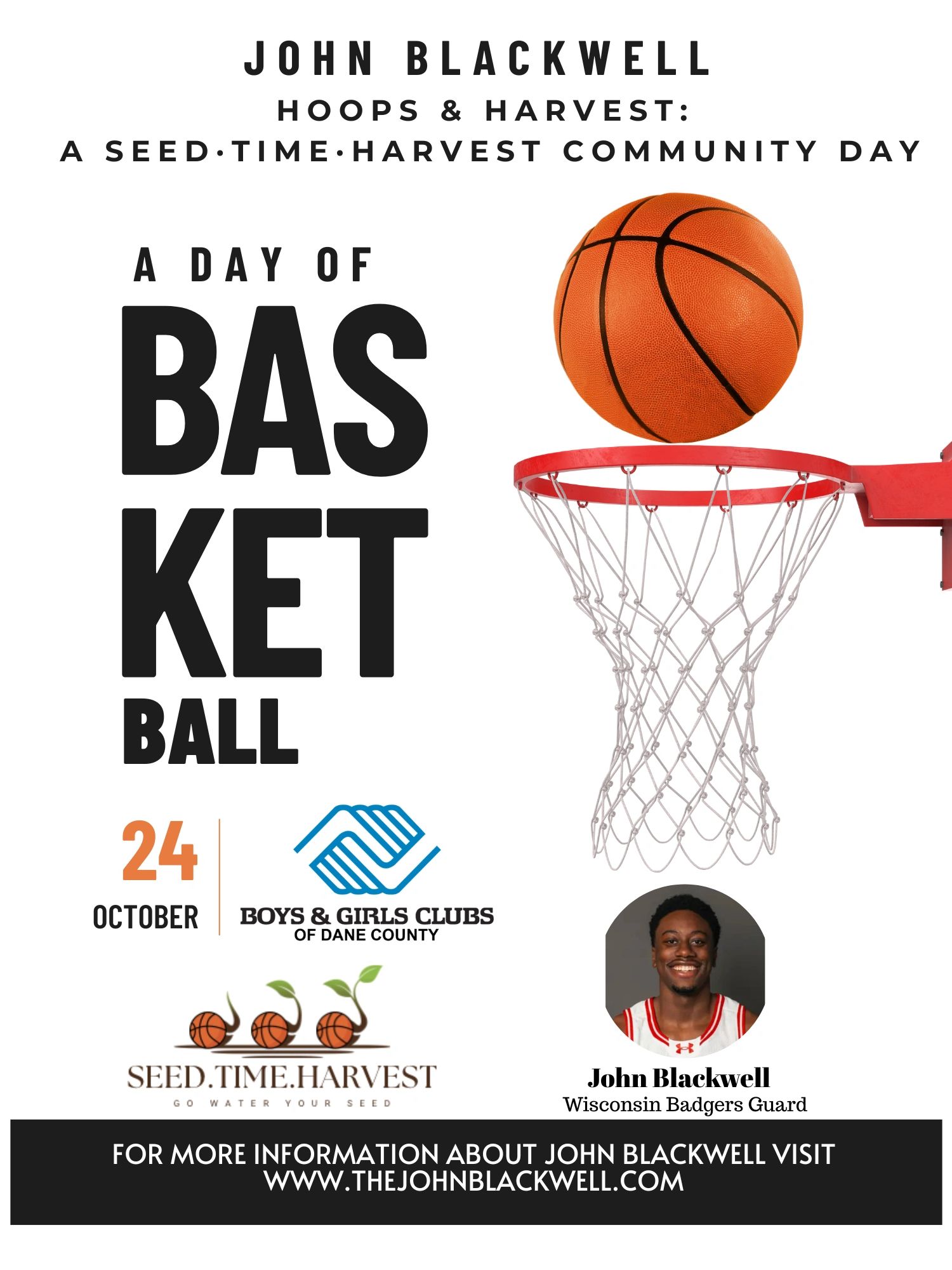 John Blackwell Hoops and Harvest Event with Boys and Girls Club of Dane County