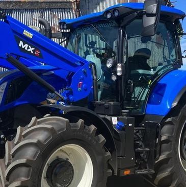 New Holland blue tractor at the farm