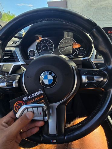 BMW all-keys-lost car key replacement in Las Vegas by ONE-A Locksmith — mobile BMW key programming