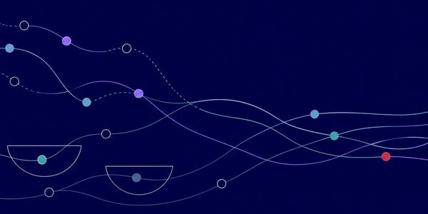 Abstract network connections with colorful nodes.