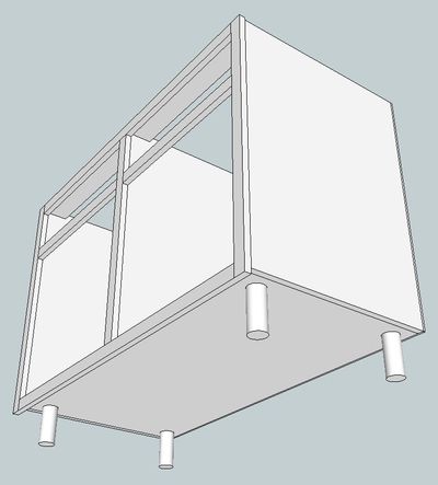 Custom base cabinet with adjustable legs designed by CabinetCRUNCHER and CabinetVIEW